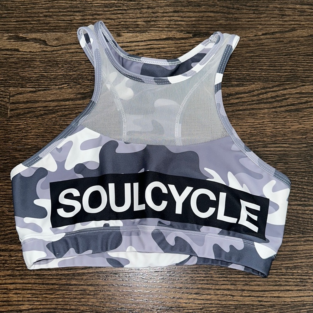 SoulCycle High Neck Mesh Camouflage Bra